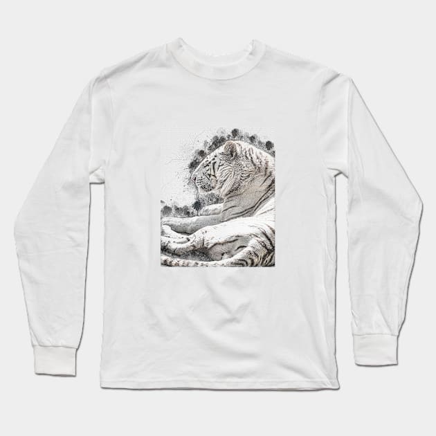 White Tiger Wild Animal Safari Africa Feline Jungle Long Sleeve T-Shirt by Cubebox